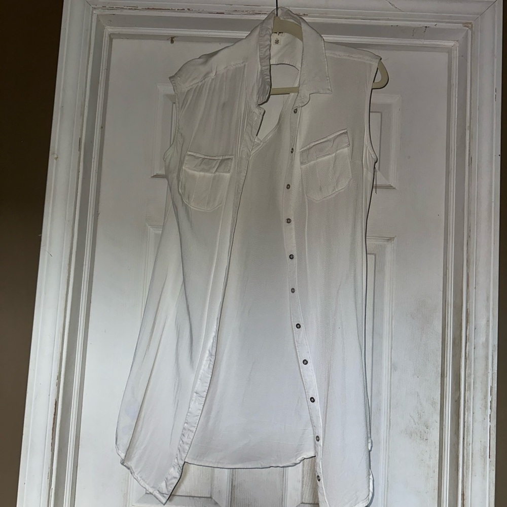 Tribal White Sleeveless Shirt Dress